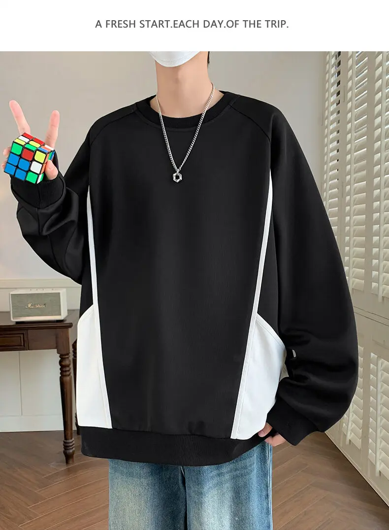 Hochwertige Herren-Freizeitpullover 2026 Frühling Herbst Street Loose Hoodies Übergroße M-8XL Pull-On Sweatshirts Jugend-Oberbekleidung Top – Detail 11