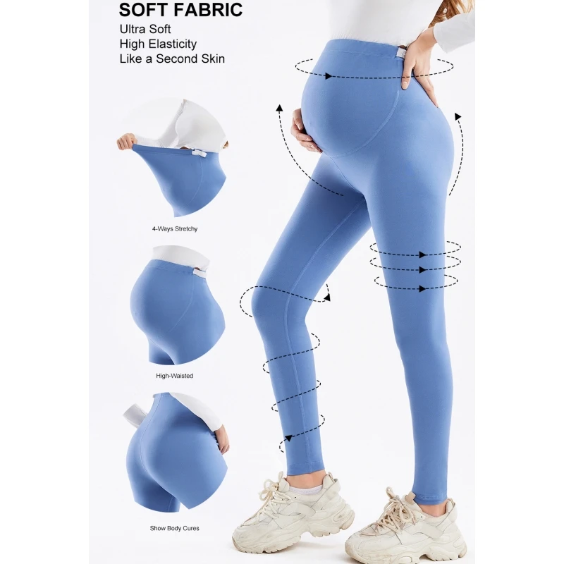 Women Maternity Leggings Over Belly Pregnancy Yoga Pants Workout Stretch Soft Belly Support