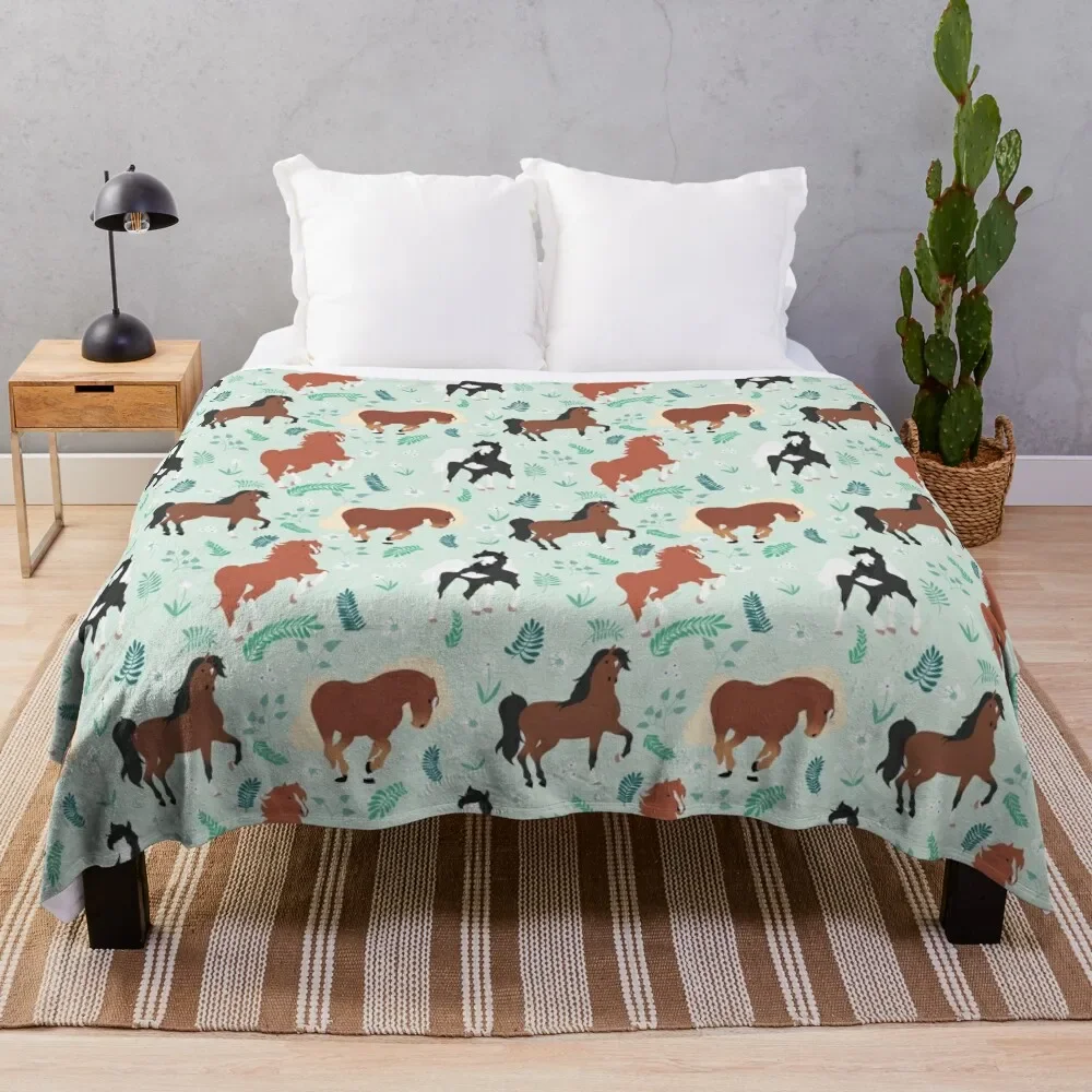 

Horse pattern v02 Throw Blanket Custom Plaid on the sofa manga Blankets