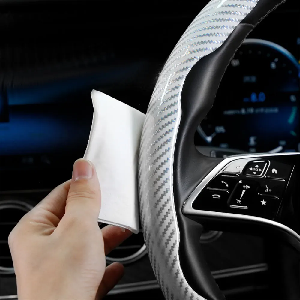 Steering Wheel Cover Universal 38cm Carbon Fiber Car Steering Wheel Cover Non-slip Card Cover Auto Steering Wheel Handle Booster Protective