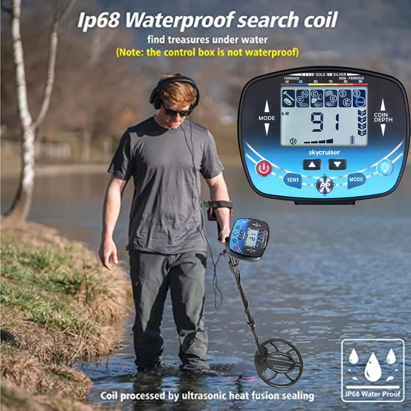 MD910B Metal Detector Underground Professional Depth 2.5m Search Finder Gold Detector Treasure Detecting Pinpointer Waterproof