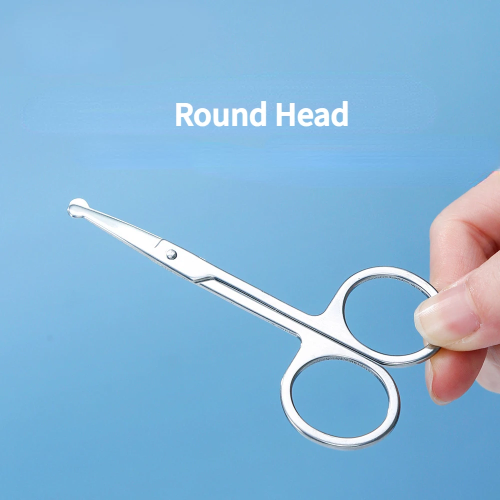 Silver Nose Hair Mini Small Scissors Eyelashes Facial Hair Straight Round Tips For Eyebrows Nail Beards Manicure Stainless Steel