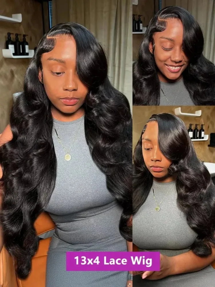 30 40 Inch Black Lace Front 13x6 HD Transparent Body Wave Lace Frontal Human Hair Wig Glueless 5x5 Water Wave Lace Closure Wigs