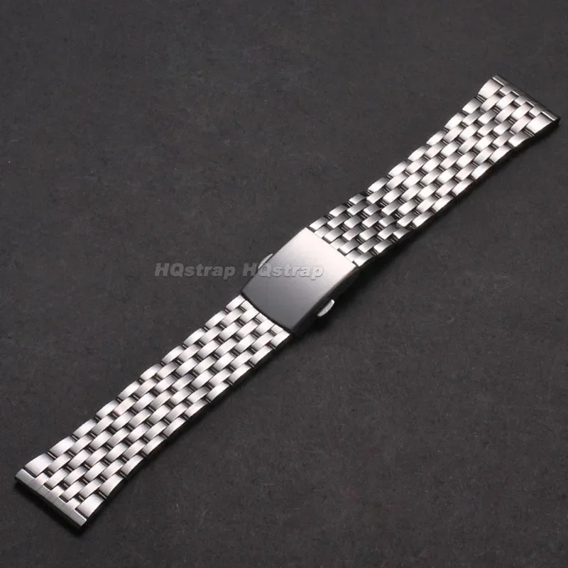 Elegant Stainless Steel Seven-Bead Bracelet Watchband with Folding Buckle