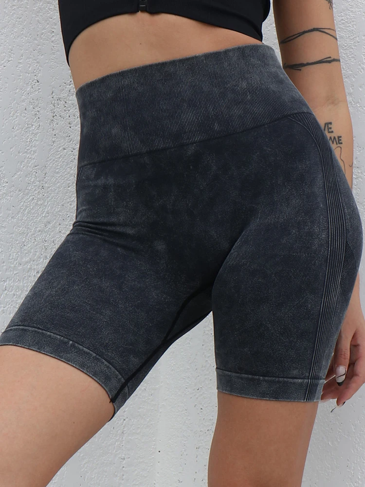 Stone Washed Seamless High Waisted Shorts