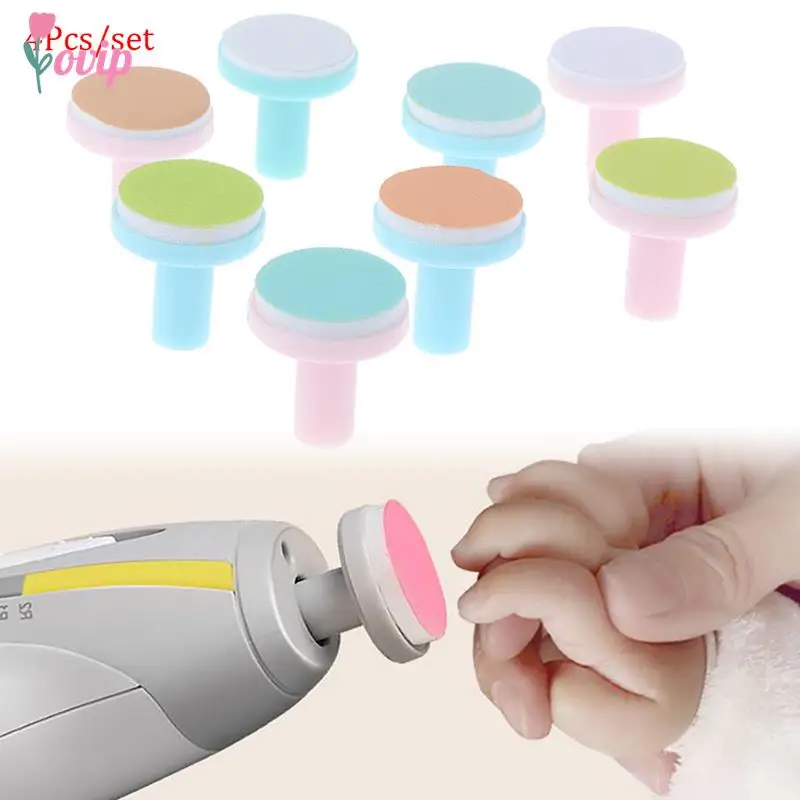 

4 Pcs Electric Kids Baby Nail Electric Trimmer Head Replacement Kids Infant Safe Nail Manicure Polishing Sand Sponge Care tool