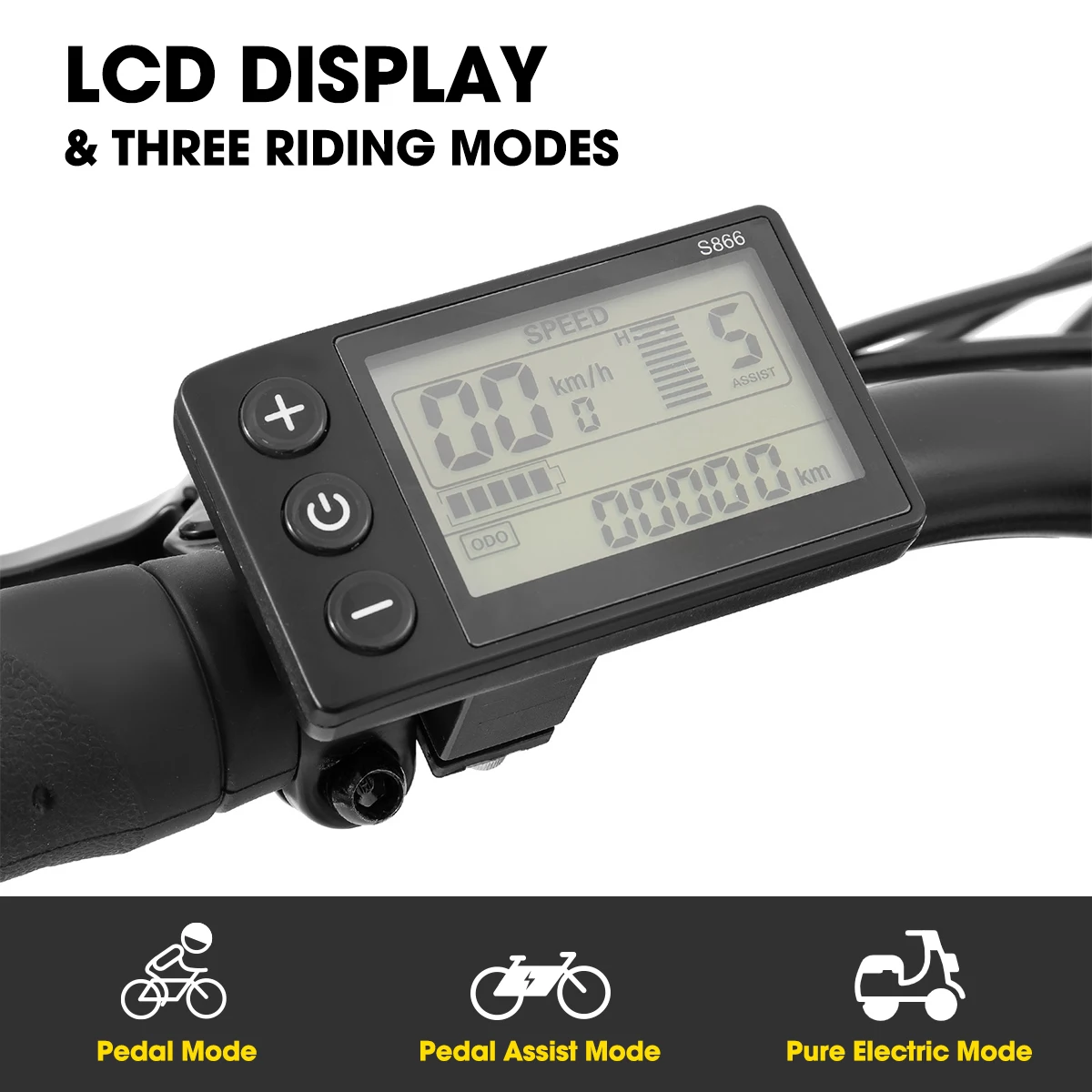 HILAND Adult Electric Bike, 26 Inch 250W Men Women E-Bike with Throttle, Removable Battery, LCD Display, 20 MPH Electric Bike