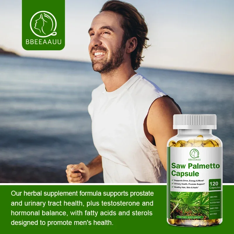 BBEEAAUU Biotin Saw Palm Capsule for Man Prostate Health with Biotin for Hair Growth Men's Health Urinary Tract