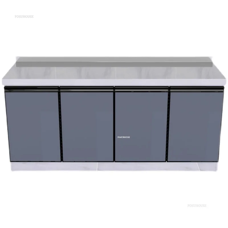 Stainless Steel Waterproof Kitchen Cabinets Household Storage Sink Stove Cabinet Kitchen Furniture Rental House Kitchen Cabinet 3