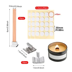 100 - Piece Wooden Candle Wick Set with Holders for DIY Scented Candles and Decor (6x60 set)