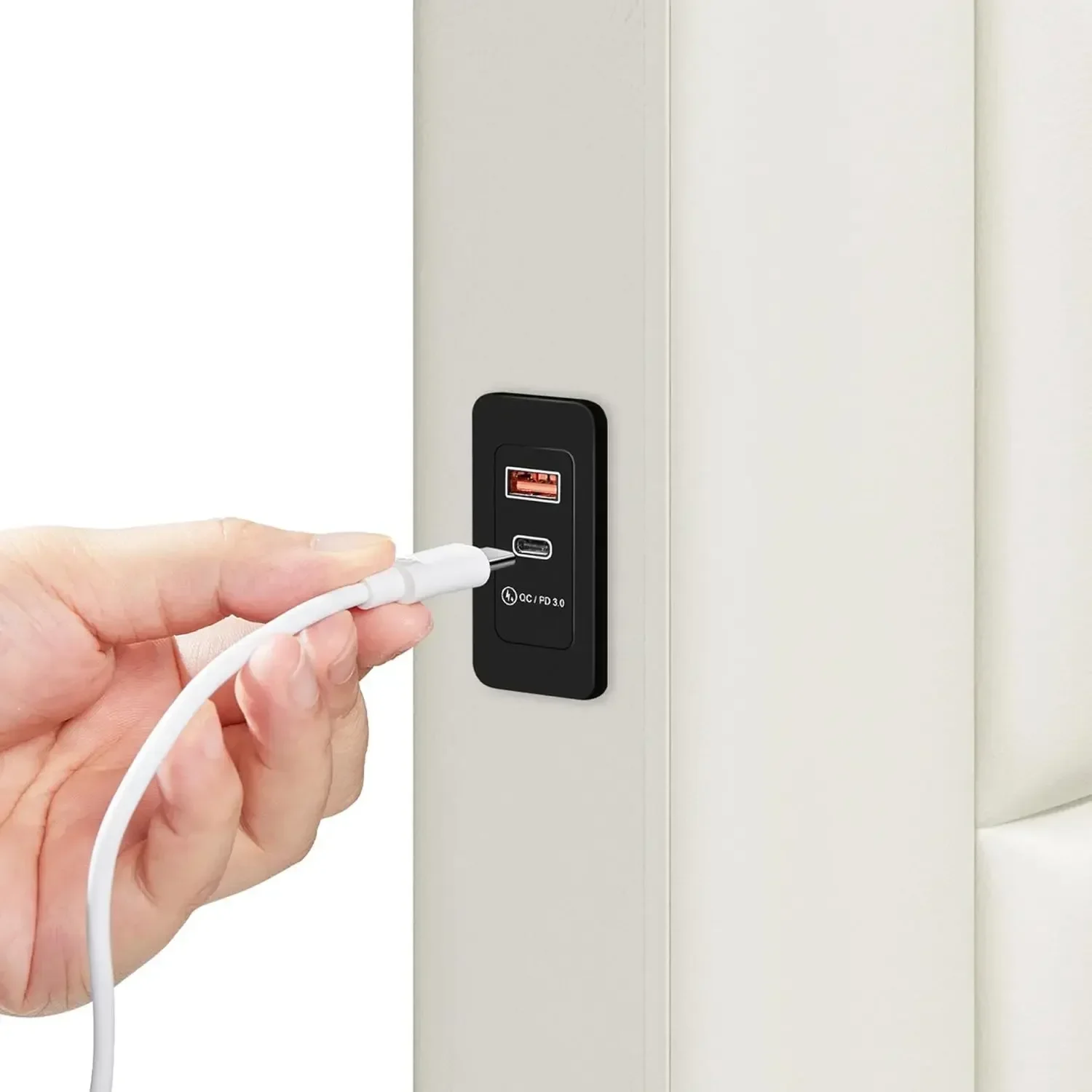 Queen Size Bed Frame with 2 USB Charging Station/Port for Type A&Type C/3 Storage Drawers, Leather Upholstered Platform Bed