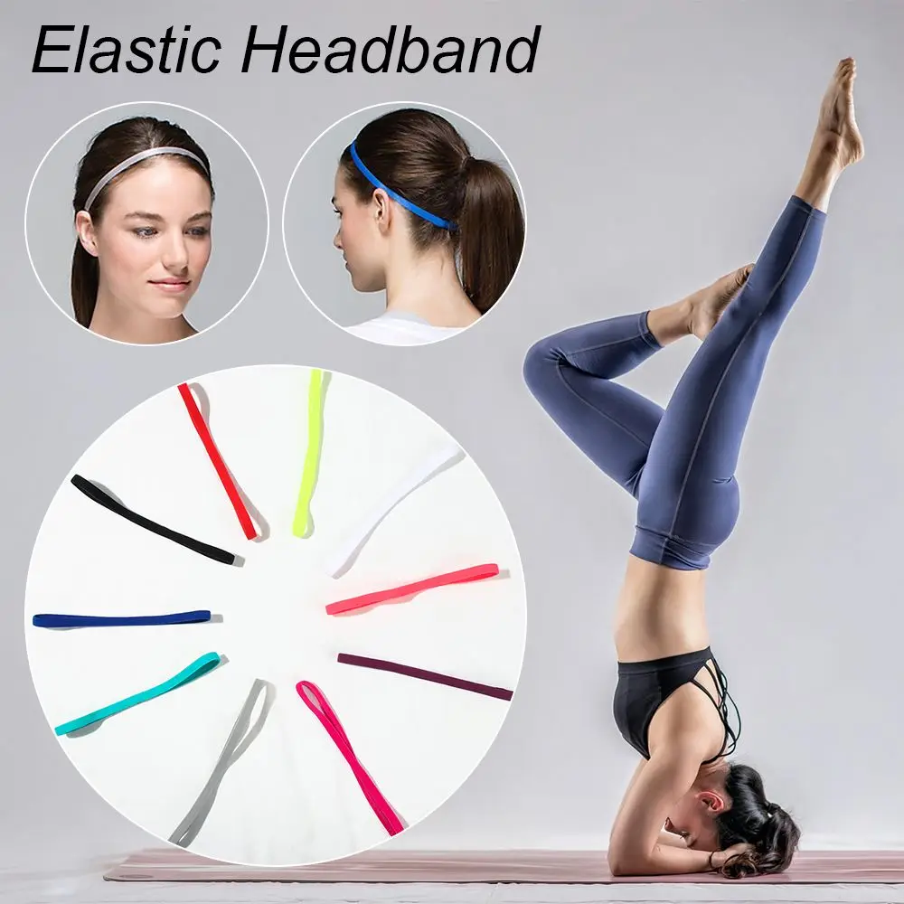 1PC Candy Color Women Men Yoga Hair Bands Sports Headband Girl Sport Anti-slip Elastic Rubber Sweatband Football Running Stretch sports headbands