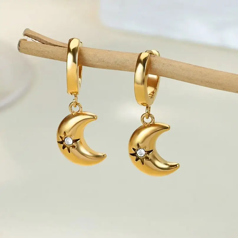 Zircon Earrings Stainless Steel Women Christmas Wedding Jewelry