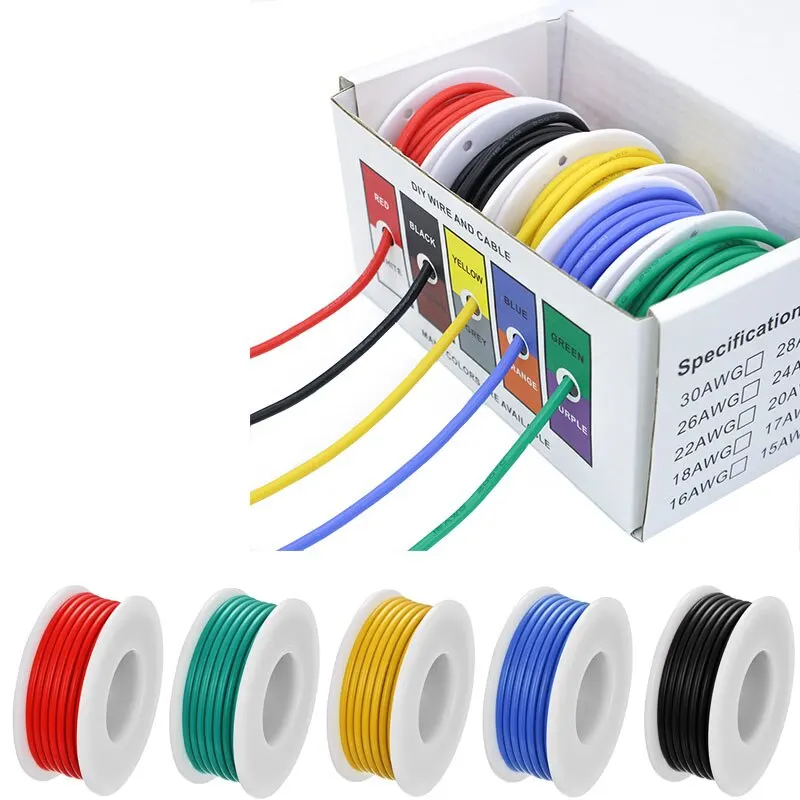 5 Рулонов Гибкий Многожильный Провод 18 AWG Луженый Медный Проводник С