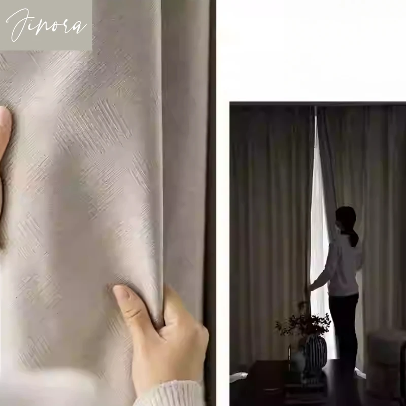 New Customizable Curtains for Living Room and Bedroom Fully Sunshade Finished Product Sun Protection Modern Nordic Decoration 3