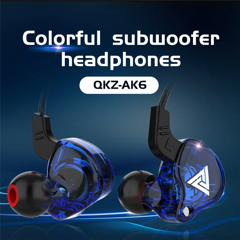 Original QKZ AK6 Copper Driver HiFi Wired Earphone Race Sport Headphone Bass Stereo Headset Music Earbuds 3.5MM In Ear With Mic Wired Earphone