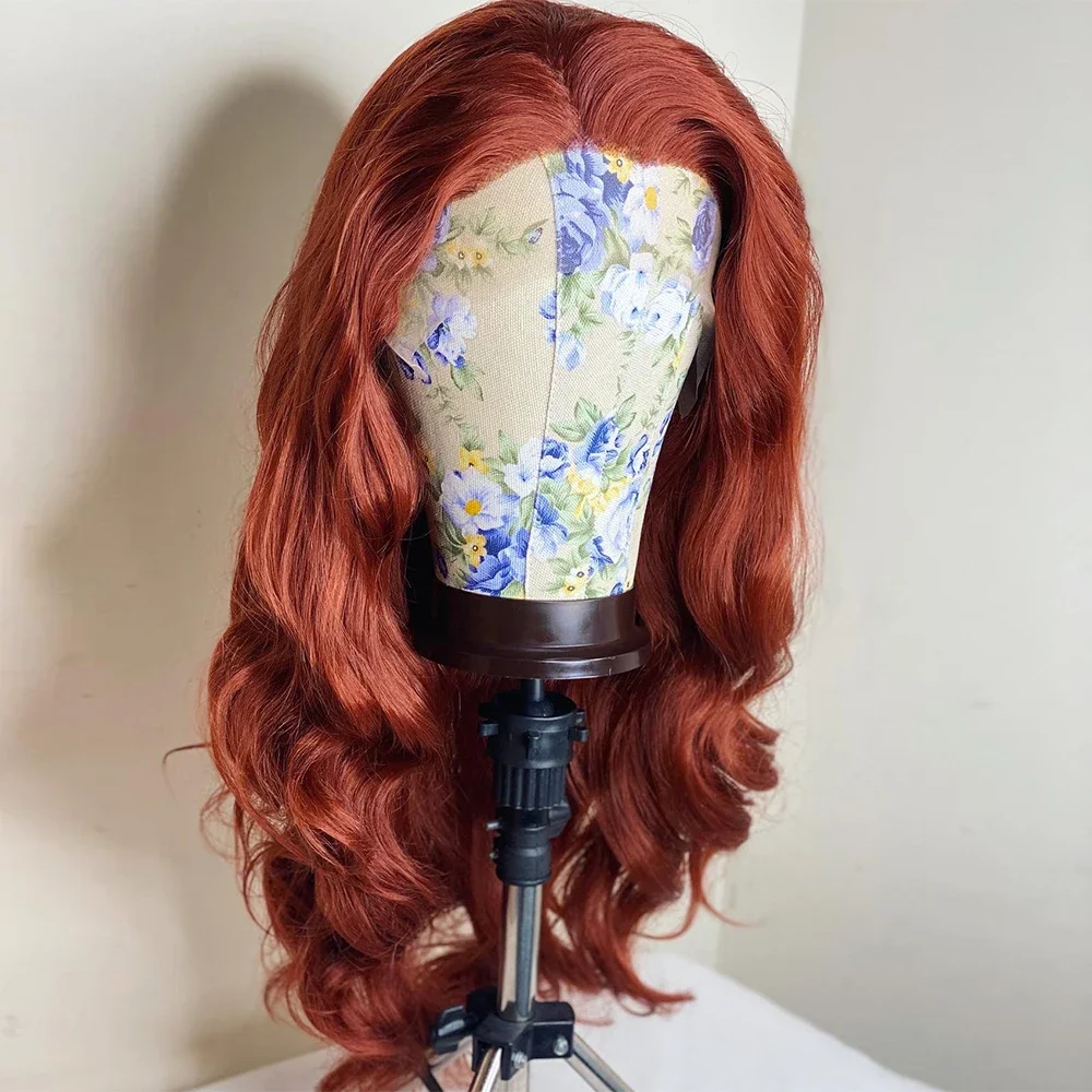 

OLEY Ginger Color Lace Front Wig Pre Plucked 180 Density 30 Inche Synthetiic Body Wave Drag Queen Cosplay Wigs for Black Women