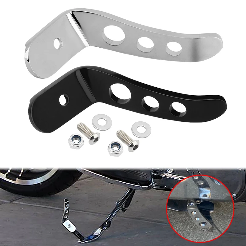 BlackMotorcycleFootPedalKickstandChromeStandExtensionKitFor