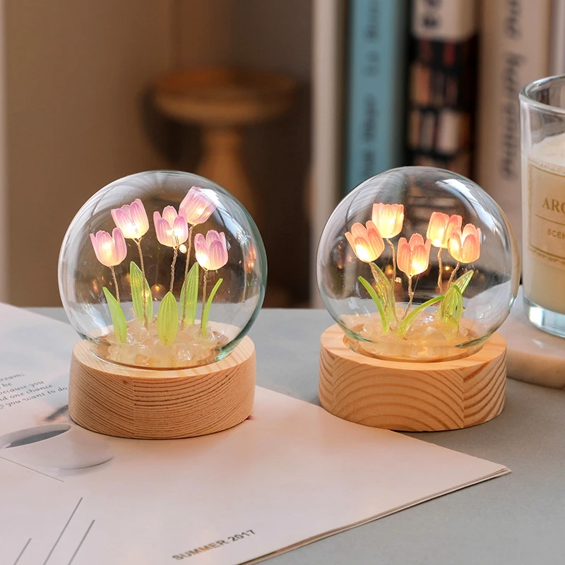 

Tulip Night Lights Diy Material Package Room Decor Creative Night Lamp Desktop Living Room Bedroom Ornament Birthday Party Gift