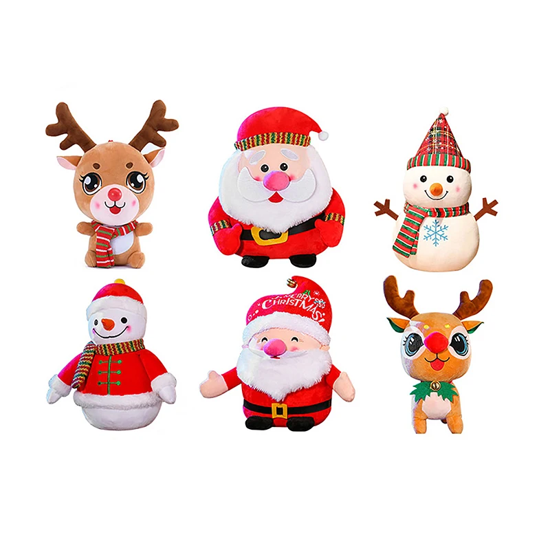 

Cute Christmas Series Doll Santa Claus Elk Plush Toy Stuffed Soft Snowman Deer Toys Decor Props