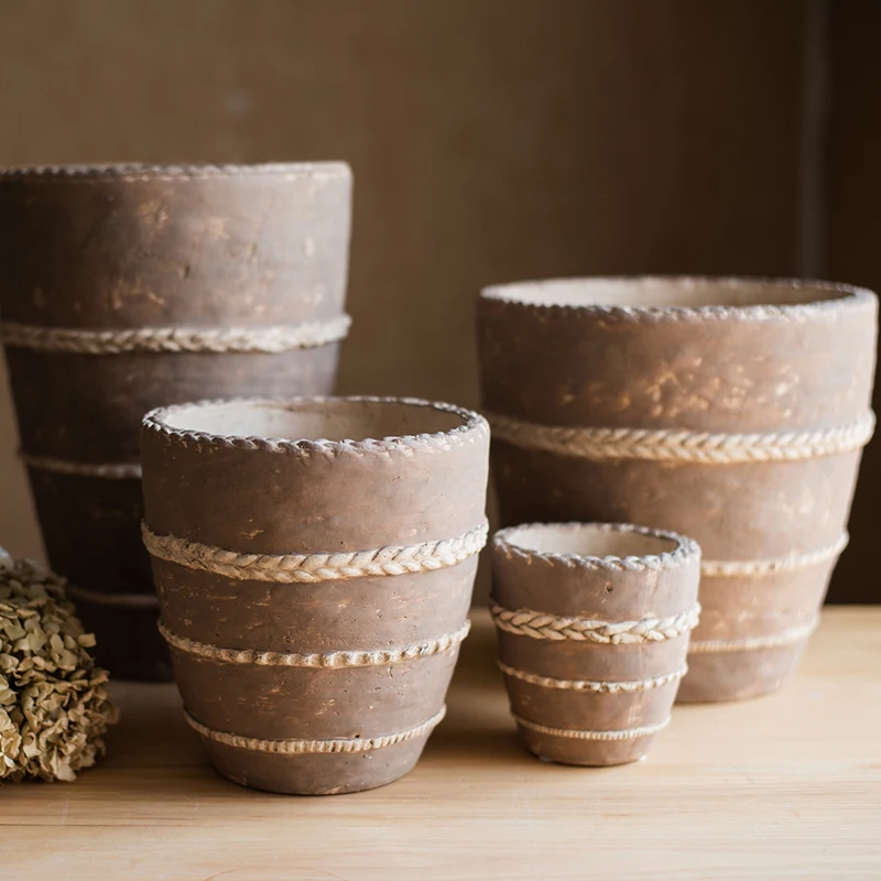 

Tasha Red Terracotta Stoneware Flower Pots Vases Flower Ware European Decorative Ornaments Handmade Art Clay Pots Plant Pot