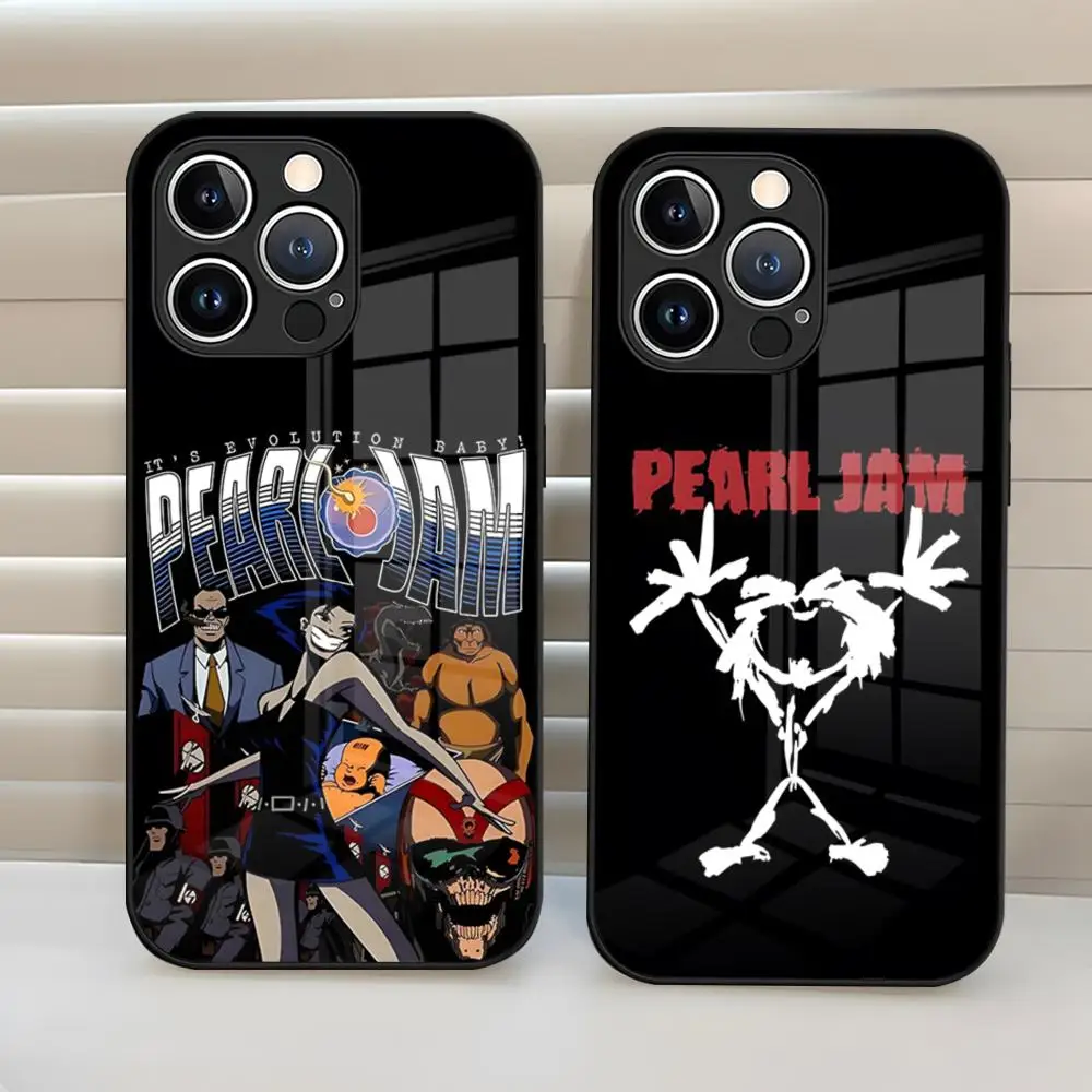 R-Rock Band Pearl Jam Phone Case Tempered Glass Back Cover For Iphone 15 Pro Max 14 Pro 12 11 13 Mini X Xr Xs 8 7 Plus Se
