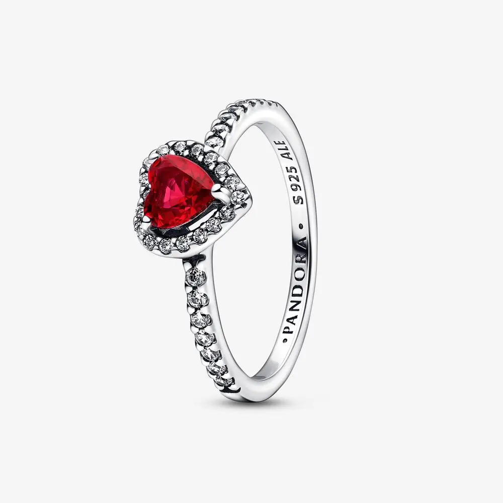 Glanzend Rood Hart Ring Pandora 925 Sterling Zilveren Sieraden Voor Dames Bruiloft Voorstel Jubileum Paar Ringen