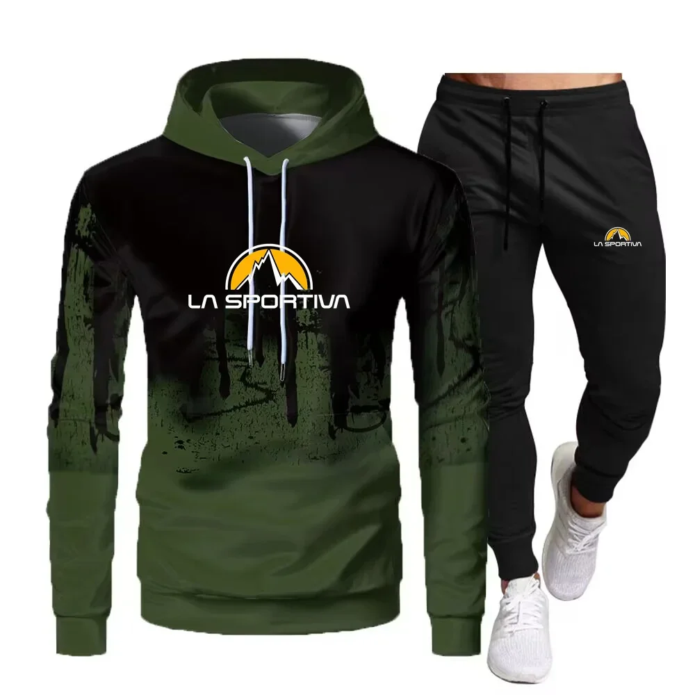 Sports Suit La Sportiva Men's Sets Hooded Pullover + Sweatpants Autumn Fishing Sports Casual Jogging 2-piece Set
