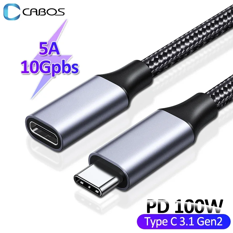 

USB C3.1 Gen2 10Gbps Type C Extension Cable PD 100W Male to Female Fast Charging Extender Thunderbolt3 Cable For MacBook Air Pro