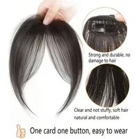 Extensions de cheveux synthétiques à clipser pour la partie frontale, avec frange à raie centrale, naturelles, sans démarcation, style oblique français et frange en forme de huit 4