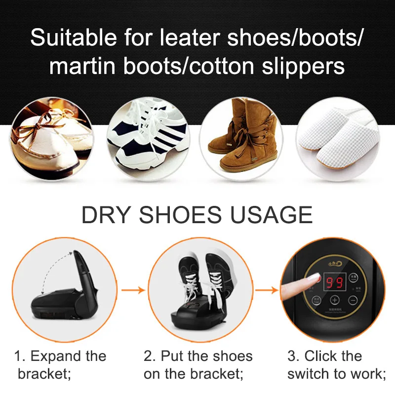 220V/110V Timed Shoe Dryer Deodorant Retractable Shoe Dryer Fast Dryer Heater Deodorizer Dehumidifier Device Foot Warmer Heater 3