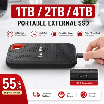 1TB to 128TB Portable SSD External Hard Drive USB 3.1 Type-C High-Speed Data Storage for Laptop/Mac 1