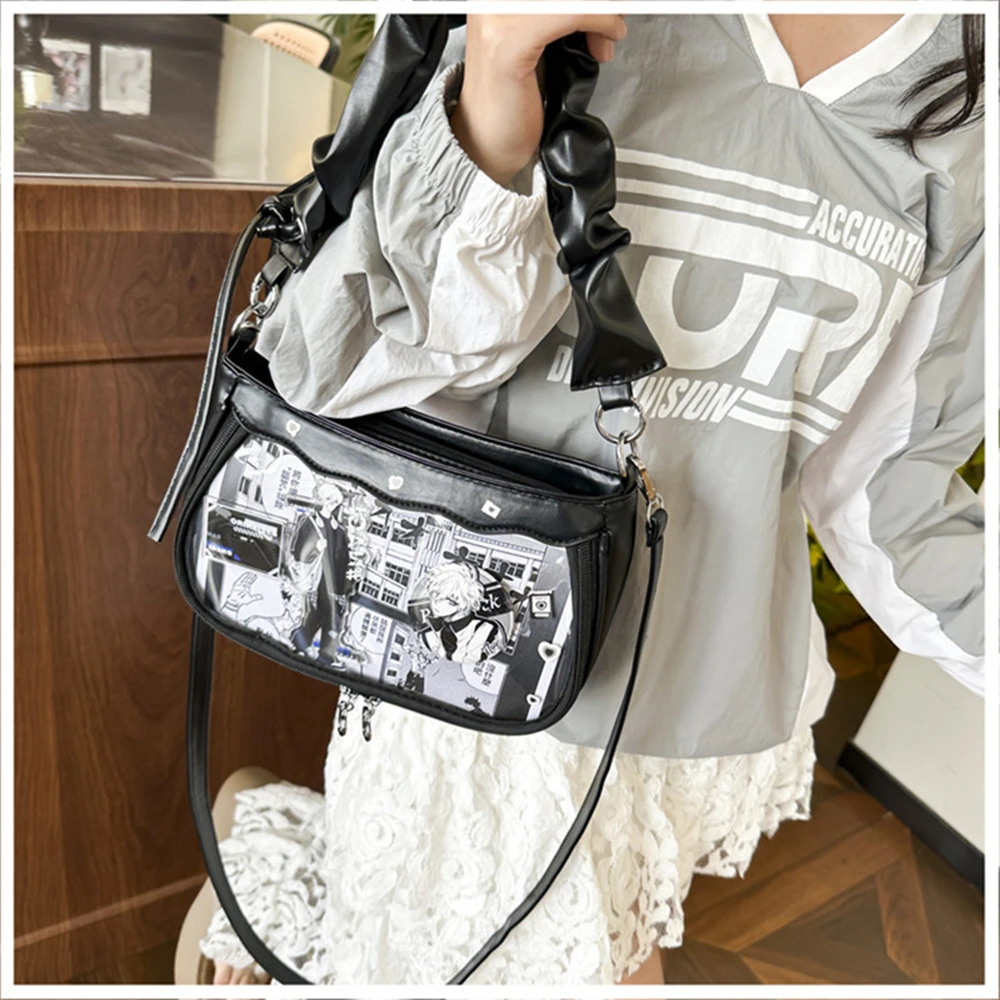 Sweet Cute Casual Underarm Folds Transparent Itabag Japanese JK Shoulder Bag Bolso Commuter Crossbody Shopping Bags Handbags