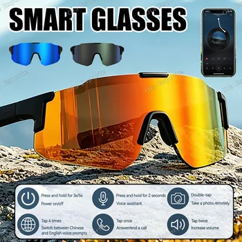 Nuovi Occhiali Smart da Ciclismo 2026 Uomo/Donna con Assistente Vocale AI, Occhiali da Sole Intelligenti per Sport Outdoor, Chiamate Bluetooth e Musica