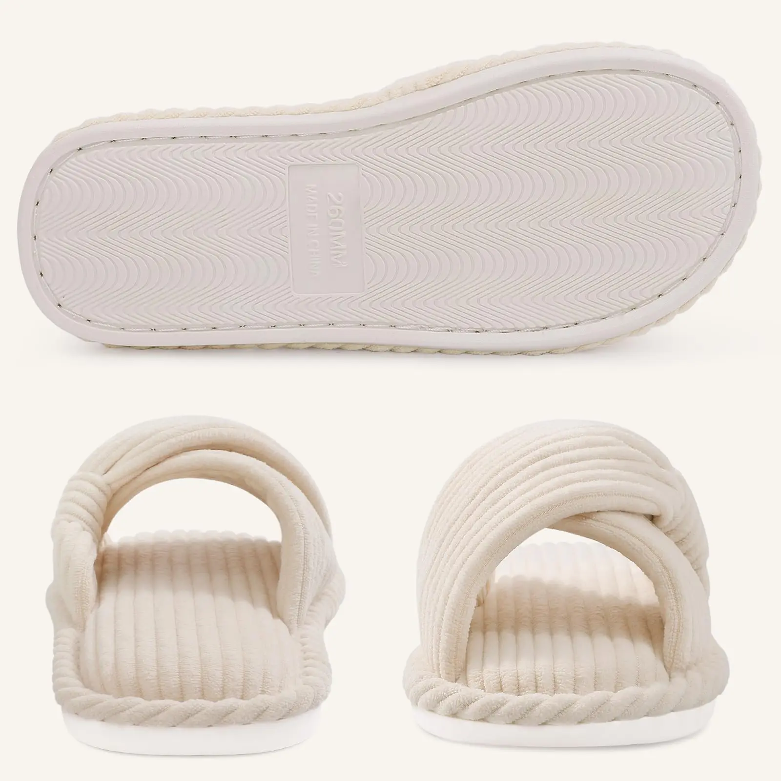 Goosecret Flat Slippers Bedroom Slides Memory Foam Warm Slippers For Women Fashion Casual Soft Soft Home Shoes Open Toe Corduroy 4