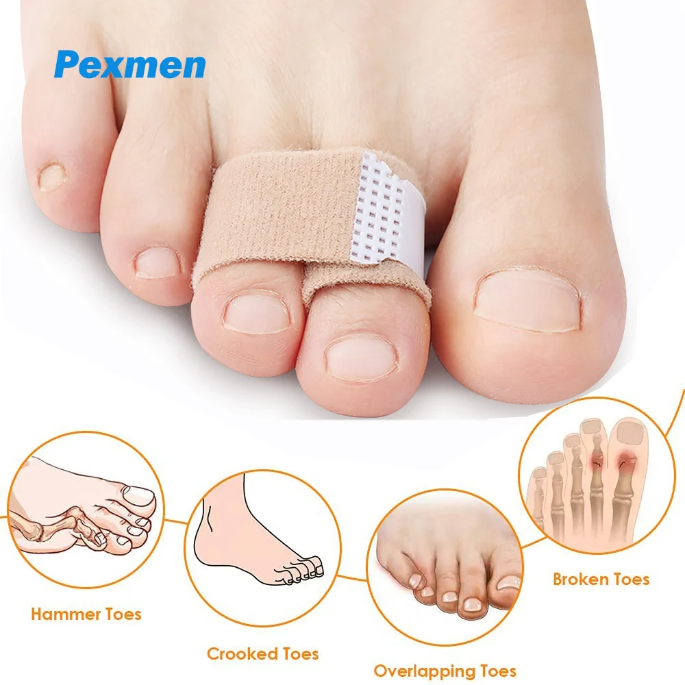 Pexmen 1/2/5/10Pcs Hammer Toe Straightener Toe Splints Cushions Bandages for Correcting Crooked and Overlapping Toes Protector 1 4pcs hammer toe straightener toe splints cushions bandages for correcting crooked