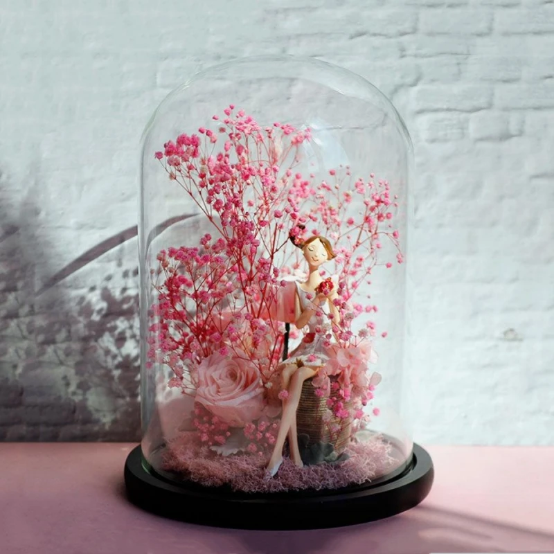 18*20cm 18*22cm 18*25cm 18*30cm 18*35cm 18*40cm Big Size Glass Dome Deocration Different Base Transparent Cover Wedding DIY Gift 2