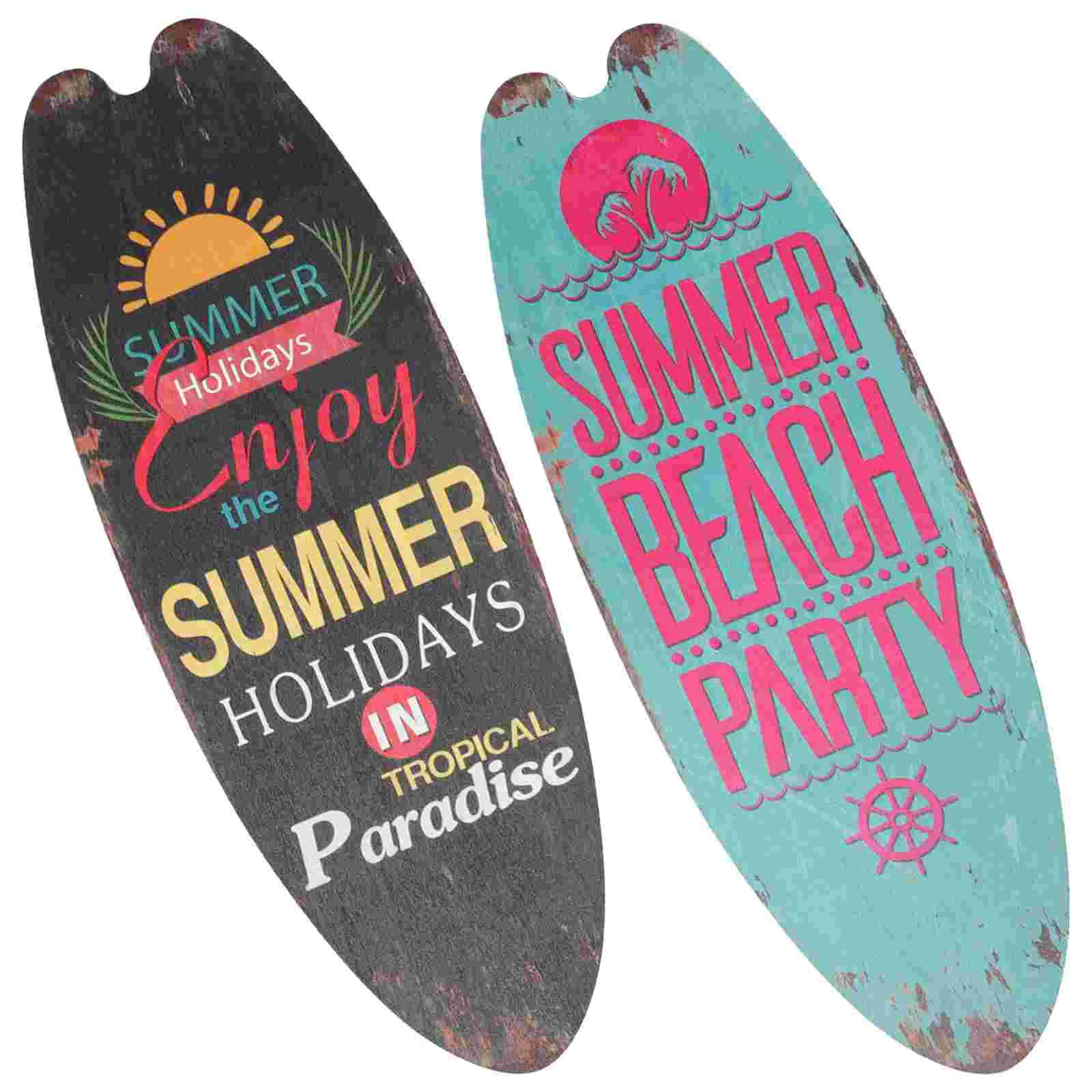 

Wooden Surfboard Plaque Sign Decoration Marine Style Summer Themed Wall Emblems