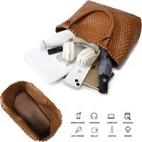 Sacs à main de styliste en tricot pour femmes, sac à bandoulière simple de grande capacité en cuir PU, sacs de voyage de plage 5