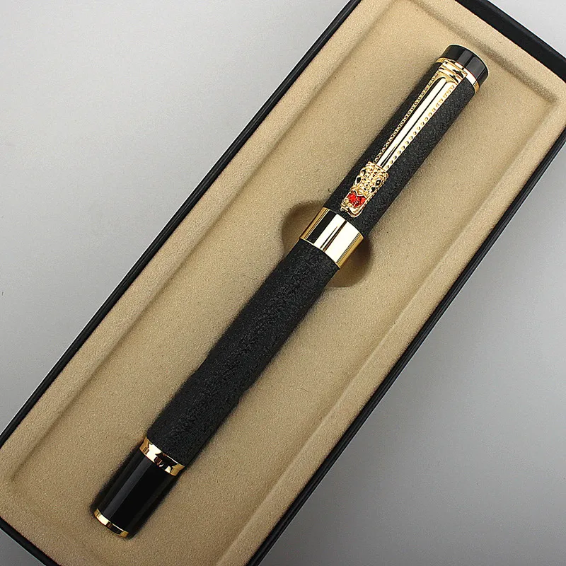 

High Quality Dragon Clip Fountain Pen Black And Golden 0.5mm Nib Full Metal Writing Calligraphy Office Supplies