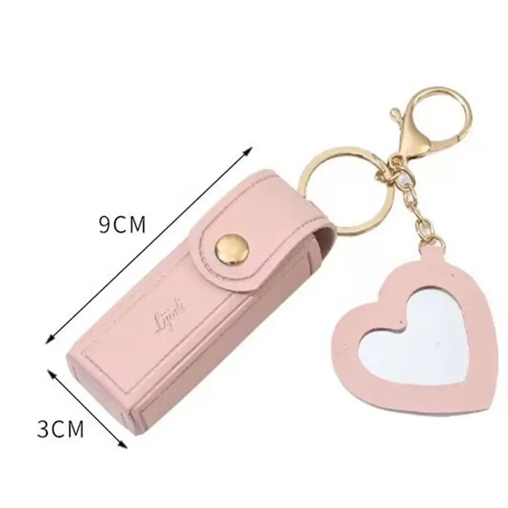 Keychain Lipstick Bag Outdoor Mini PU Leather Lip Gloss Bag Multifunctional Portable Makeup Lipstick Holder Girls