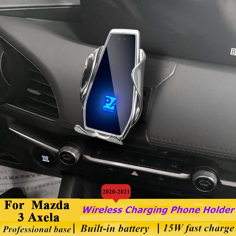 

For 2020-2021 Mazda 3 Axela Phone Holder Wireless Charger Car Mobile Phones Mount Navigation Bracket GPS Support 360 Rotating