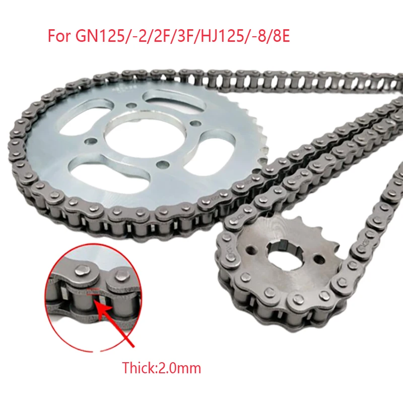 

D79 Motorcycle Front 14T/15T Sprocket Chain For GN125/-2/2F/3F/HJ125/-8/8E Rod/Chain Rear 39T/43T/45T