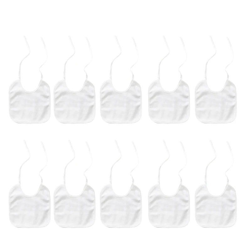 

10-Pieces White Cotton Baby Bibs for Painting DIY Bib Saliva Towel Burping Cloth