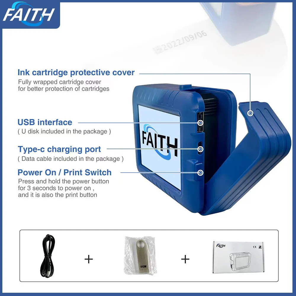 Faith 25 개 언어 미니 핸드 헬드 잉크젯 프린터 라벨 프린터 번호 로고 플라스틱 impresora portatil 포토 프린터 프린터