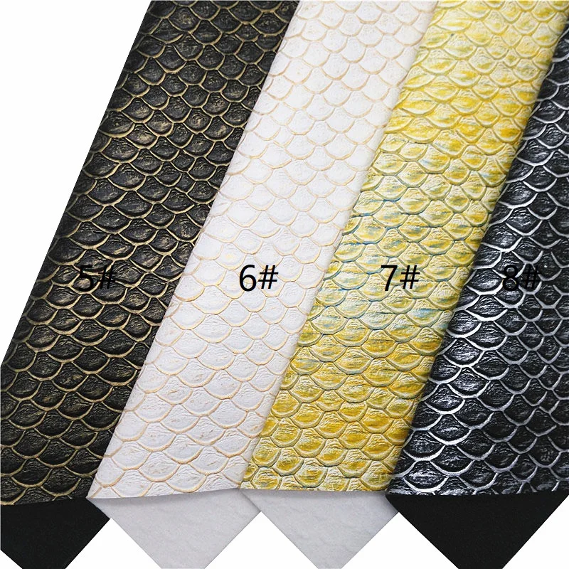 Description Picture 3 of item30X134CM Fish Scales Embossed Synthetic Leather Faux Leather Vinyl Fabric Leather Craft DIY Bows Bags Earrings Rolls Sheets W581