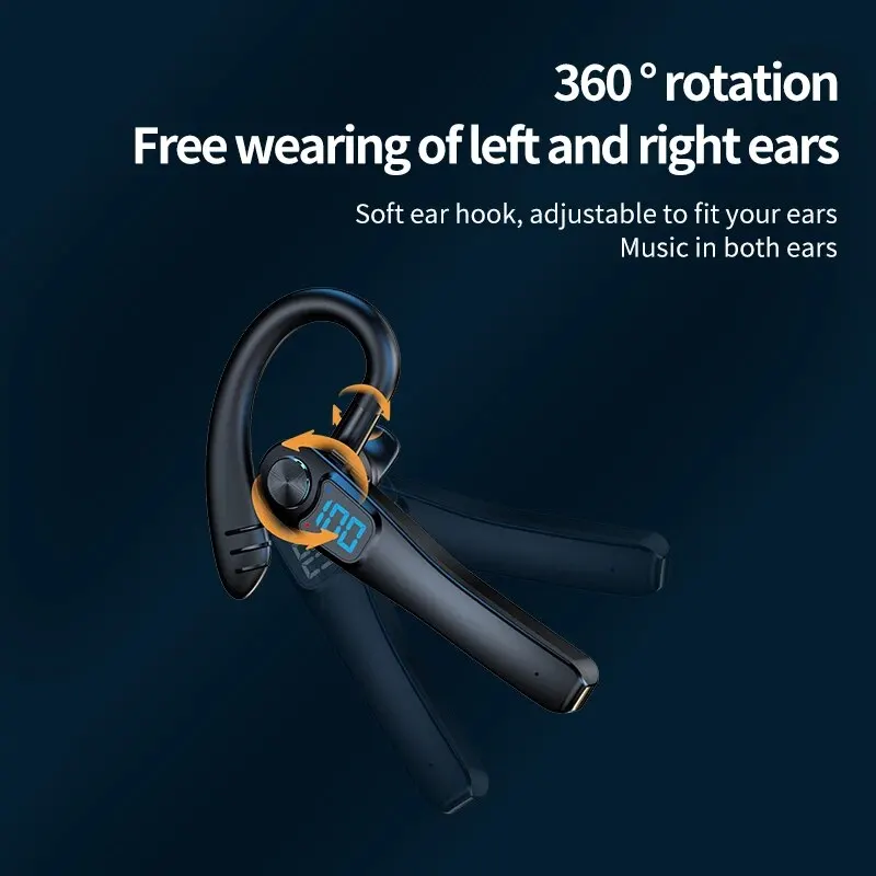 Wireless Single Ear Headset with Mic - Noise Cancelling, Waterproof, Long Battery Life