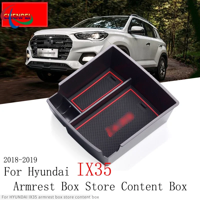 

Car Central Armrest Storage Box For Hyundai IX35 2018-2019 Center Console Organizer Containers Tray Accessories