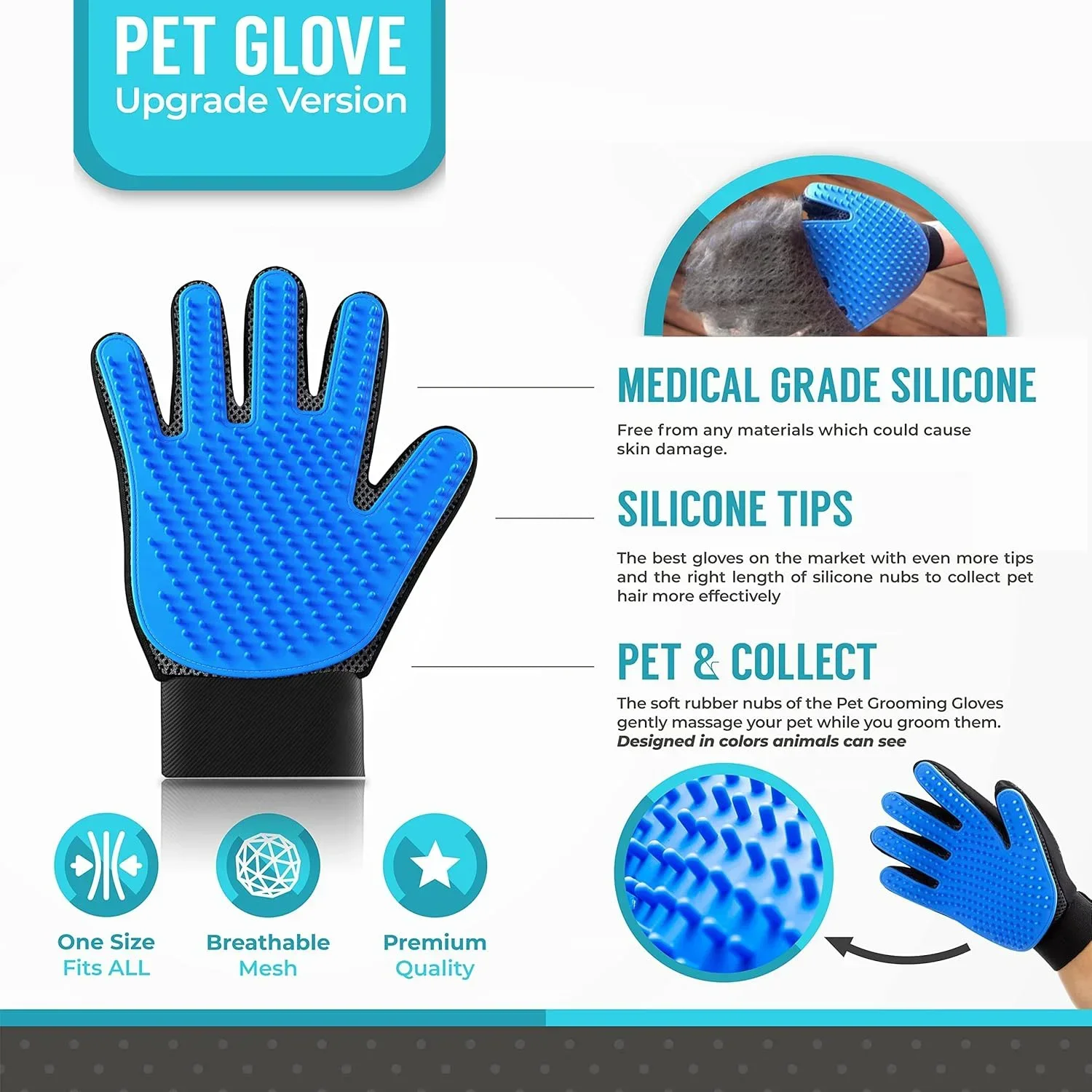 Pet Grooming Gloves Pets Hair Removal Brush Gloves Cats Dogs Horses Bath Brush Cleaning Massage Practical Pet Products pet grooming gloves pet hair remover gloves