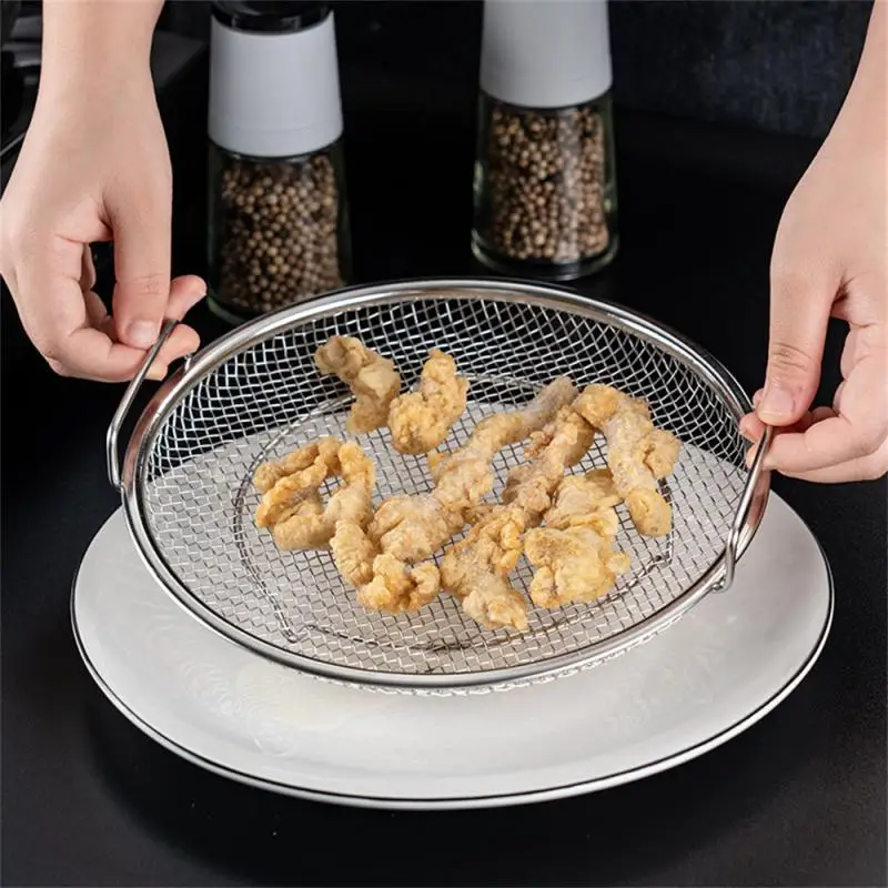 

Stainless Steel Frying Filter Mesh Plate Kitchen Oil Drainage Device Oil Filter Rack Double Ear Mesh Screen Basket Mesh Rack